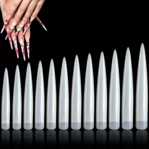 White Competition Stiletto Tips 12 piece - Image 2