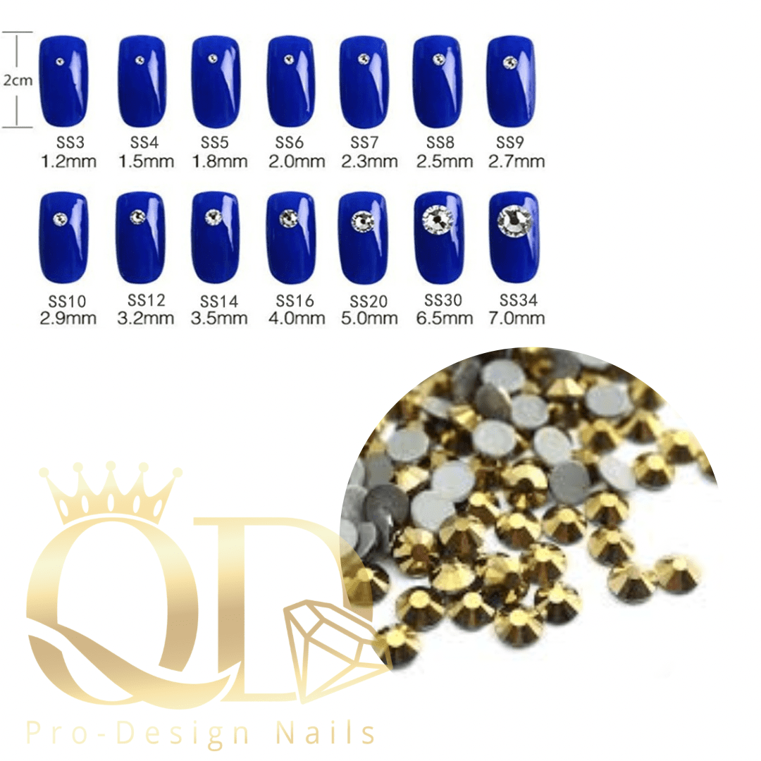 Crystal Rhinestones Silver Flatback 1440pcs - Gold