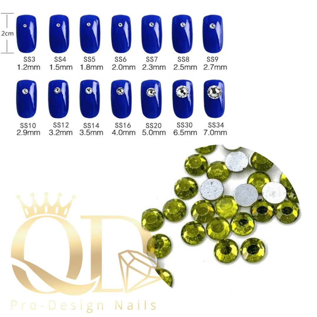 Crystal Rhinestones Silver Flatback 1440pcs - Olivine