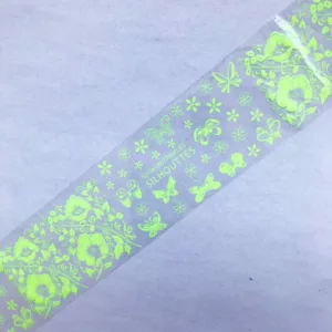 Transfer foil-neon green butterflies fbb109