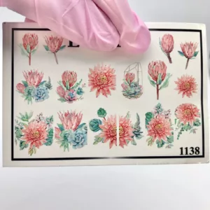 3D water decals/sliders for nail art (Flowers 1138)