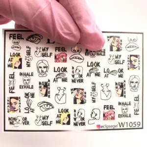 water decals/sliders for nail art (Faces W1059)