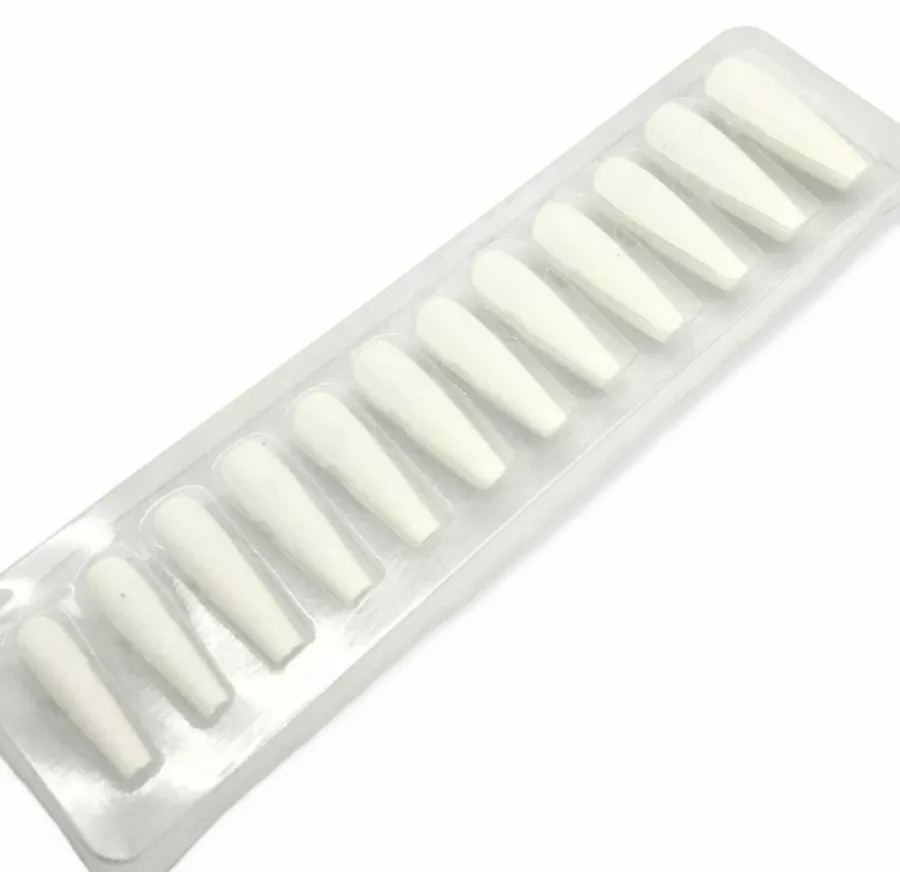 Miss Smoo White Matte Finish Coffin Full Cover Tips 12pcs Pack