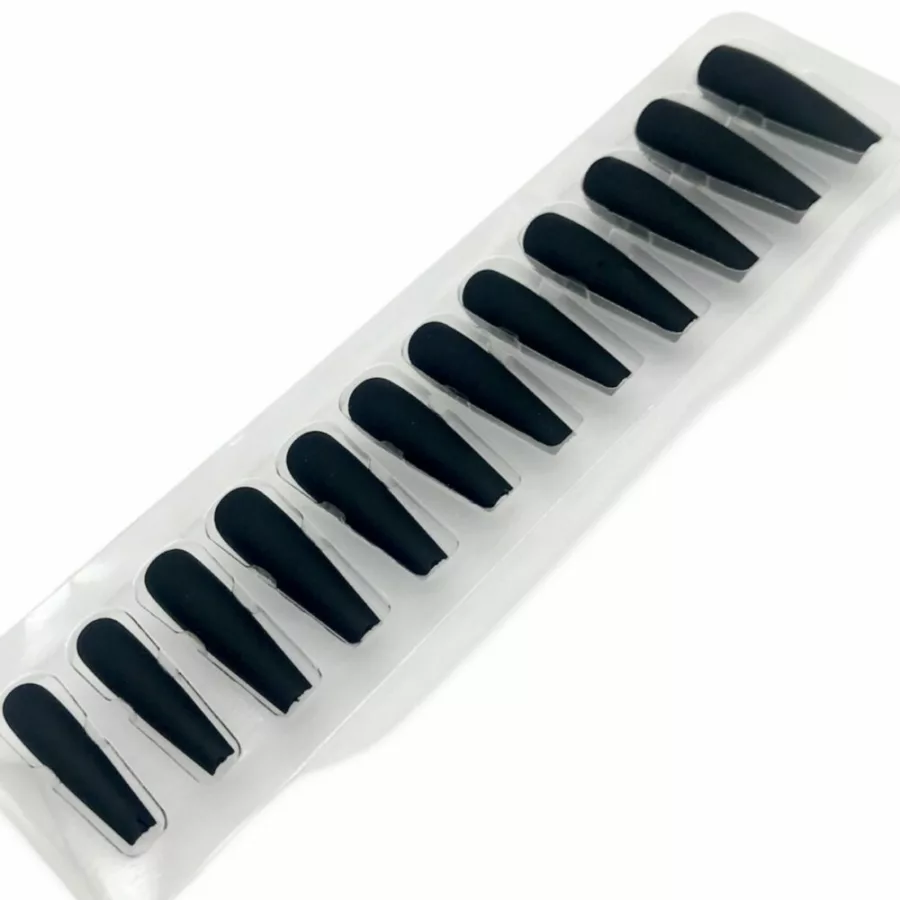 Miss Smoo Black Matte Finish Coffin Full Cover Tips 12pcs