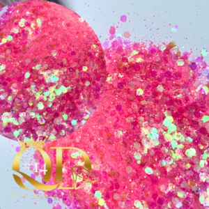 Probling Glitter #14 - Teddy Bear - Pink Rainbow Mixed Sizes Flakes