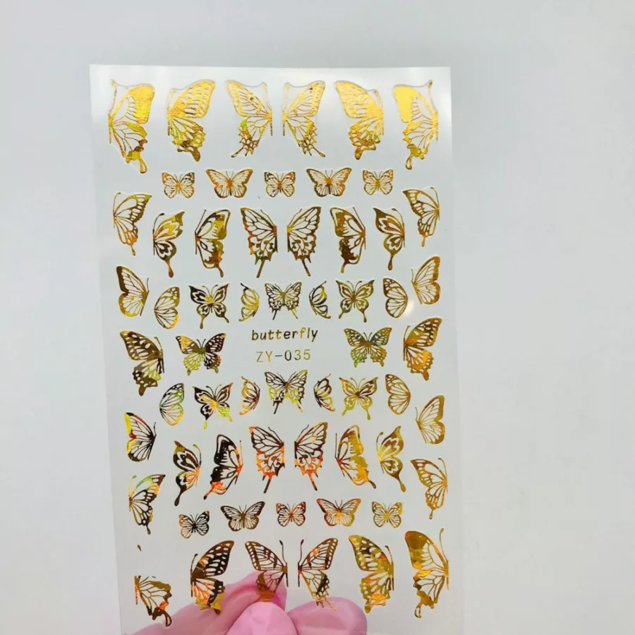 Nail stickers Butterfly ZY-035 Holo Gold