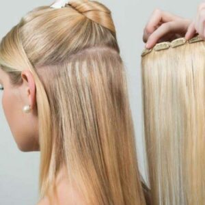 16 Inch Clip in blonde hair extensions - Image 2