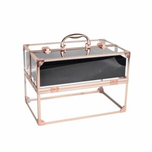 Clear Acrylic Cosmetic Case - Rose Gold