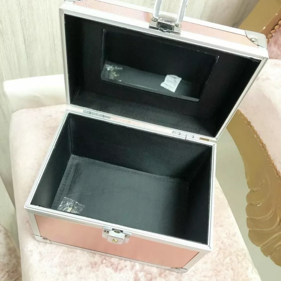 Medium Mini Cosmetic Case - Rose Gold Glitter - Image 2