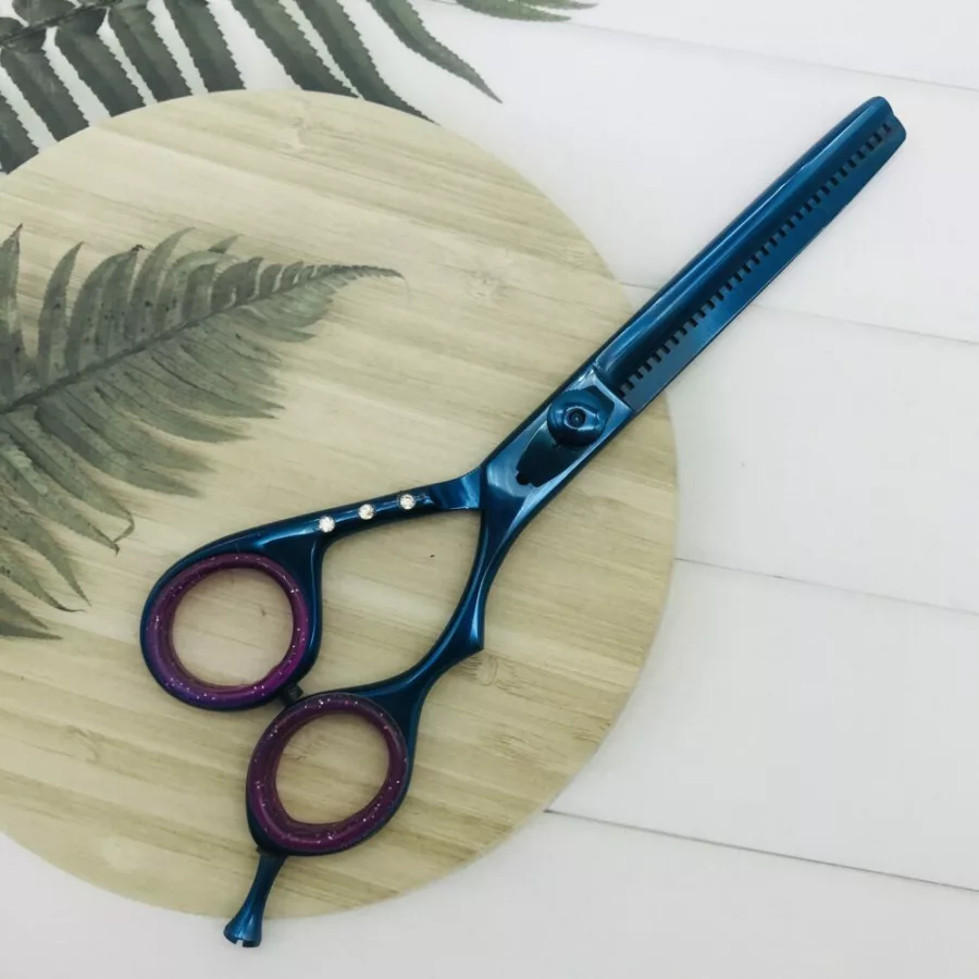 Blue Chrome Hair Thinning Scissors