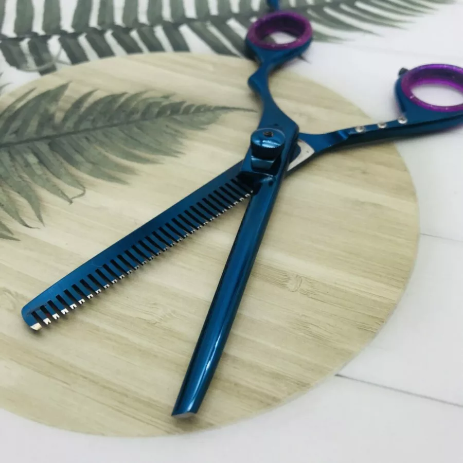 Blue Chrome Hair Thinning Scissors - Image 3